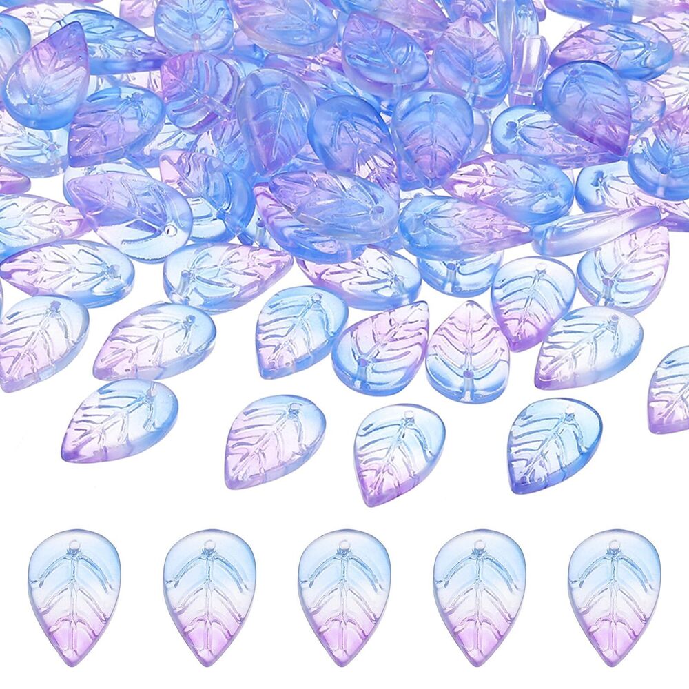 9166 Leaf Beads, 100Pcs Crystal Leaf Beads Translucent Czech Glass Beads